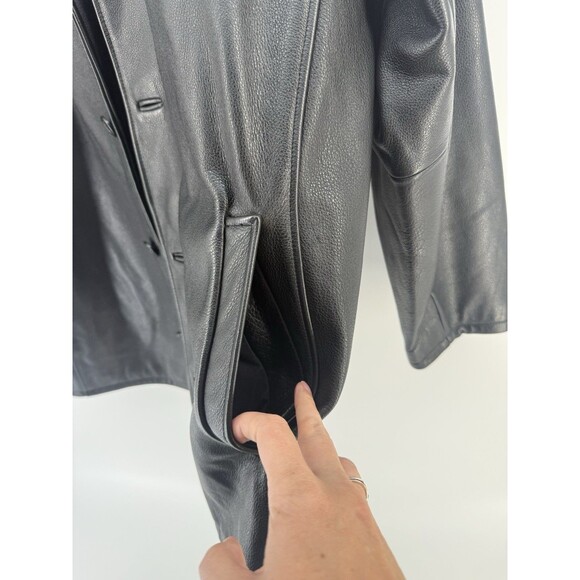 Claiborne Leather Jacket Coat Black Pebble Grain Full-Zip Men's Large Coat - Picture 13 of 16